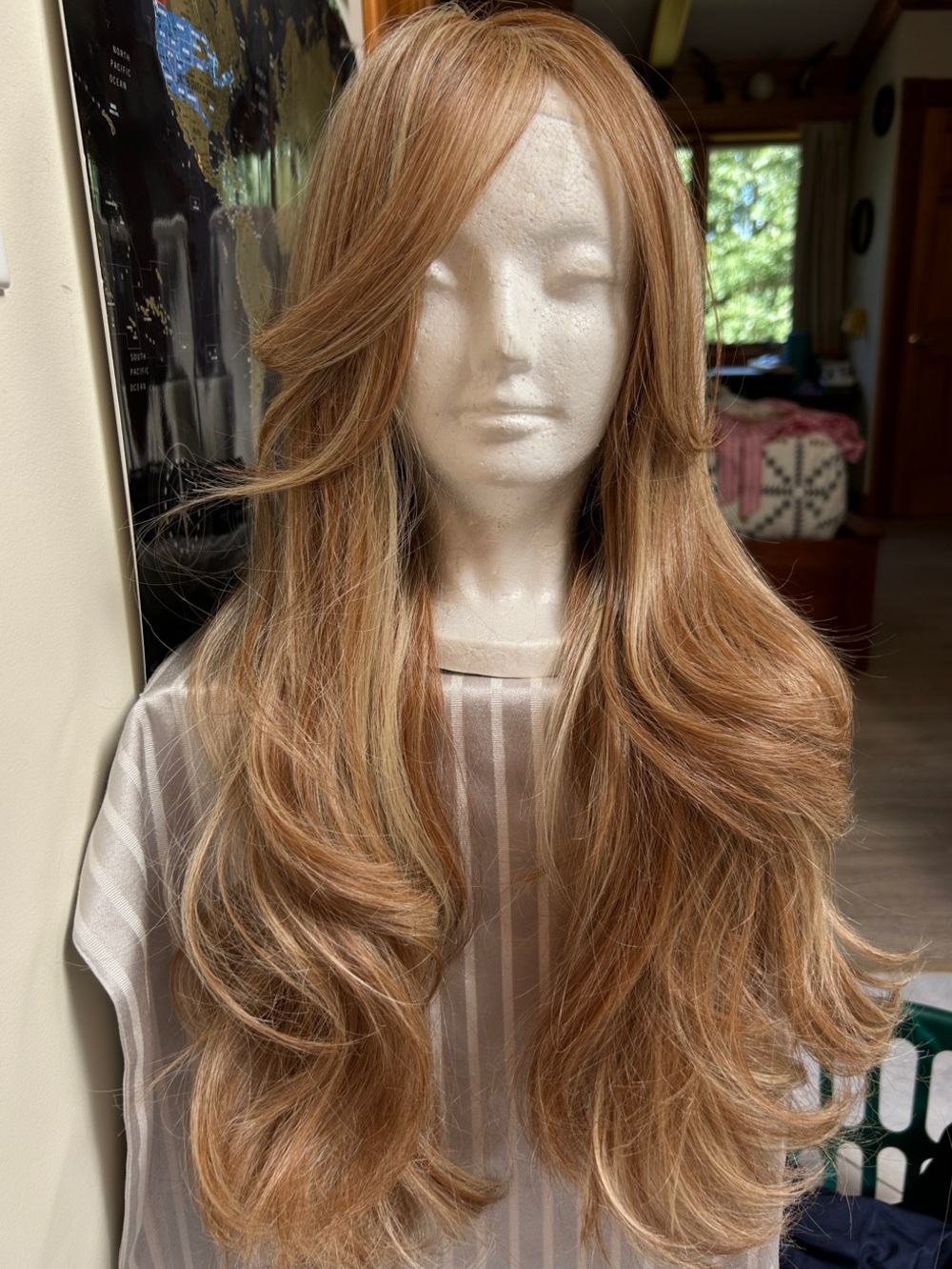 Long Layered Women’s Wig in Warm Honey Blonde - Smooth Soft Natural Waves